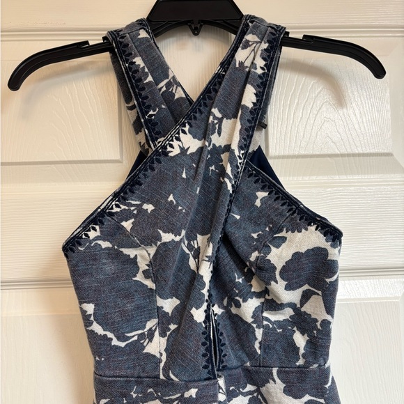TWELFTH STREET BY CYNTHIA VINCENT Crisscross Floral Print Navy and White Dress - Picture 4 of 10